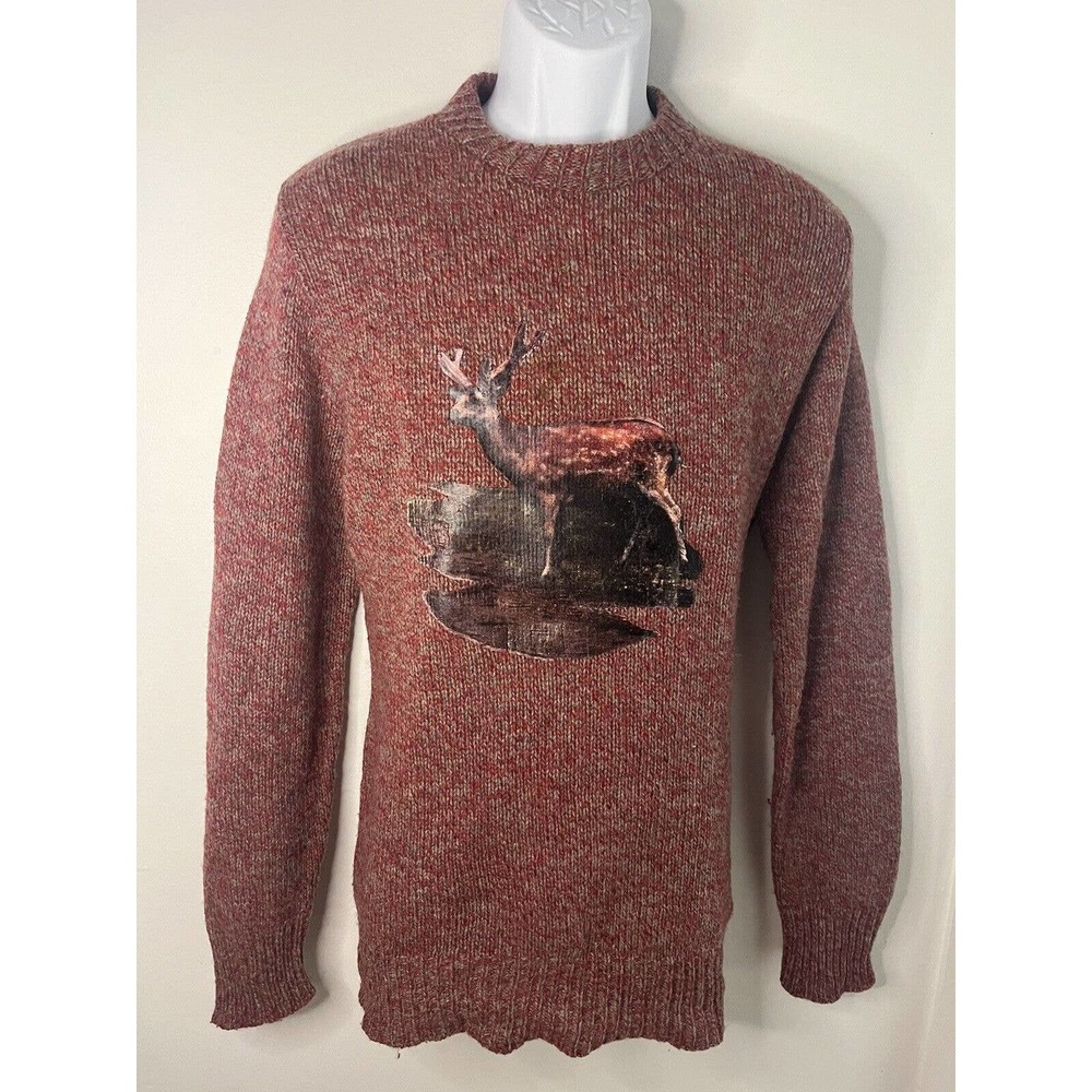VTG Eddie Bauer Men’s Crewneck Sweater Deer Nordic Warm Size XL